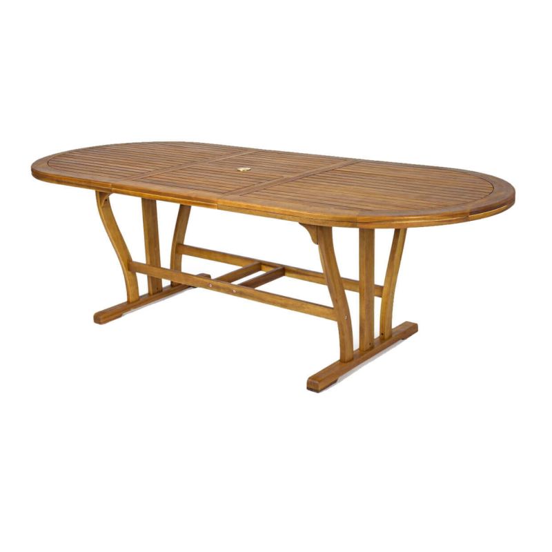 TURRIS - set tavolo in legno massiccio di acacia cm 180/240 x 100 x 74 h con 4 sedie e 2 poltrone Mulier