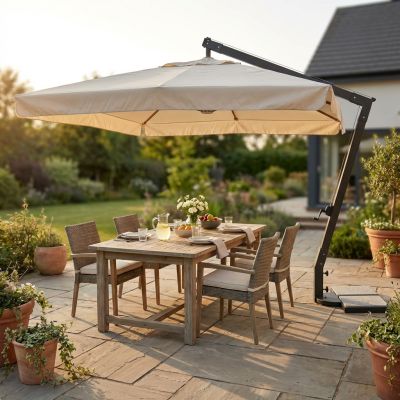 VICTOR - ombrellone da giardino decentrato metallo 3 x 4 con mantovana
