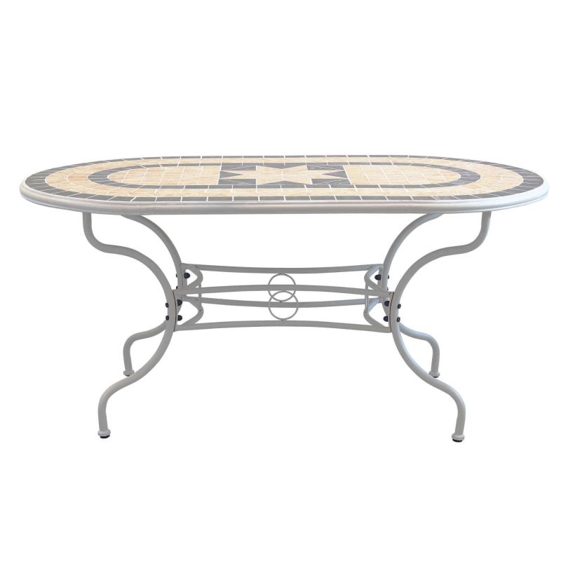 VENTUS - set tavolo in ferro cm 160 x 90 x 74 h con 4 sedie Ventus
