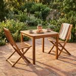 AARON - set tavolo in legno massiccio di acacia cm 80 x 80 x 74 h con 2 sedie Dresda