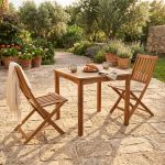 AARON - set tavolo in legno massiccio di acacia cm 80 x 80 x 74 h con 2 sedie Dresda