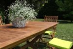 CAESAR - set tavolo in legno massiccio di acacia cm 150/200 x 90 x 78 h con 4 sedie e 2 poltrone Dresda
