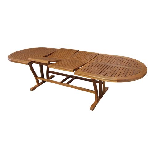 GENIUS - set tavolo in acacia massiccio cm 200/250/300 x 110 x 74 h con 8 sedie e 2 poltrone Mulier