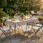 CATE - tavolo catering pieghevole salvaspazio in acciaio e abs