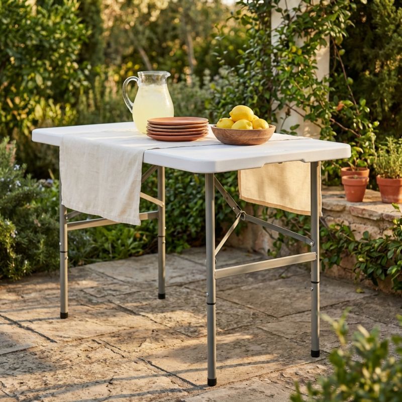 CATE - tavolo catering pieghevole salvaspazio in acciaio e abs