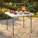 CATE - tavolo catering quadrato pieghevole salvaspazio in acciaio e abs