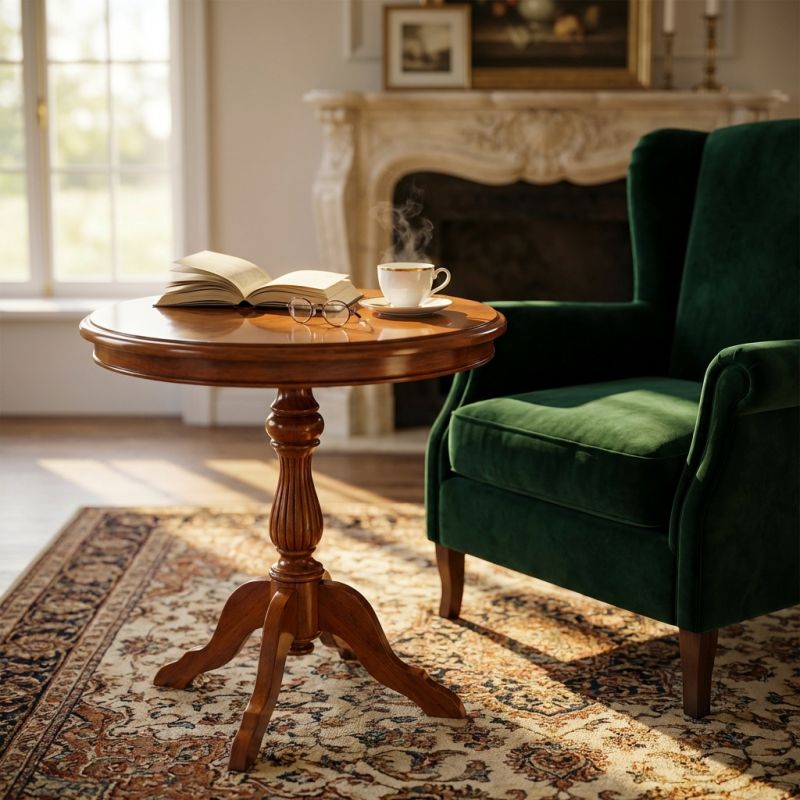 DUKE - tavolino in legno massello tondo cm Ø 60