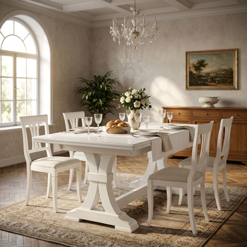 DUSTIN - tavolo da pranzo allungabile in legno massello cm 85 X 180/225/270/315/360