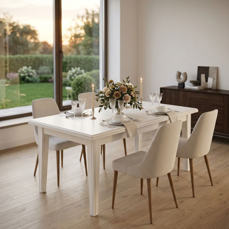 LENNOX - tavolo da pranzo allungabile in legno massello cm 100 X 180/225/270/315/360