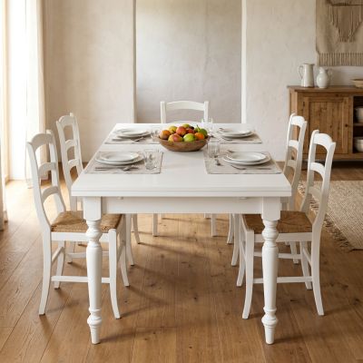 DYLAN - tavolo da pranzo allungabile in legno massello con gamba tornita cm 80 X 140/180/220