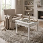 DORIAN - tavolino bacheca in legno massello piano vetro
