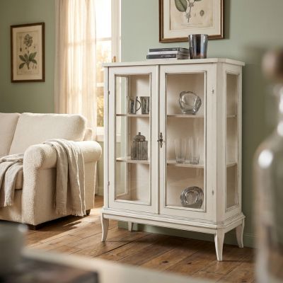 JASMINE - credenza con vetrina in legno massello cm 96 x 36 x 116 h