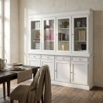 JAQUELINE - credenza con vetrina in legno massello cm 205 x 42 x 205 h