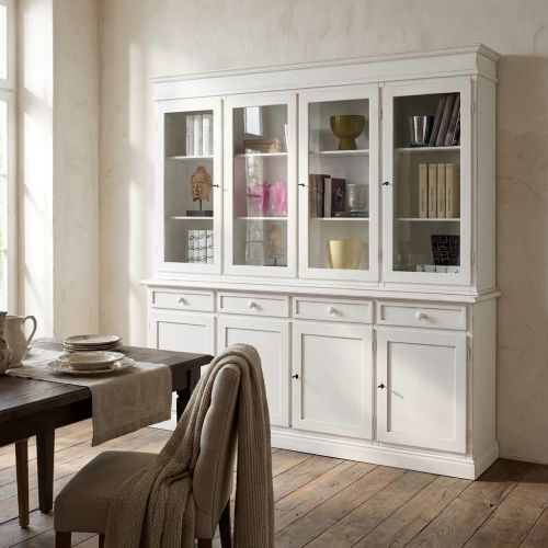 JAQUELINE - credenza con vetrina in legno massello cm 205 x 42 x 205 h