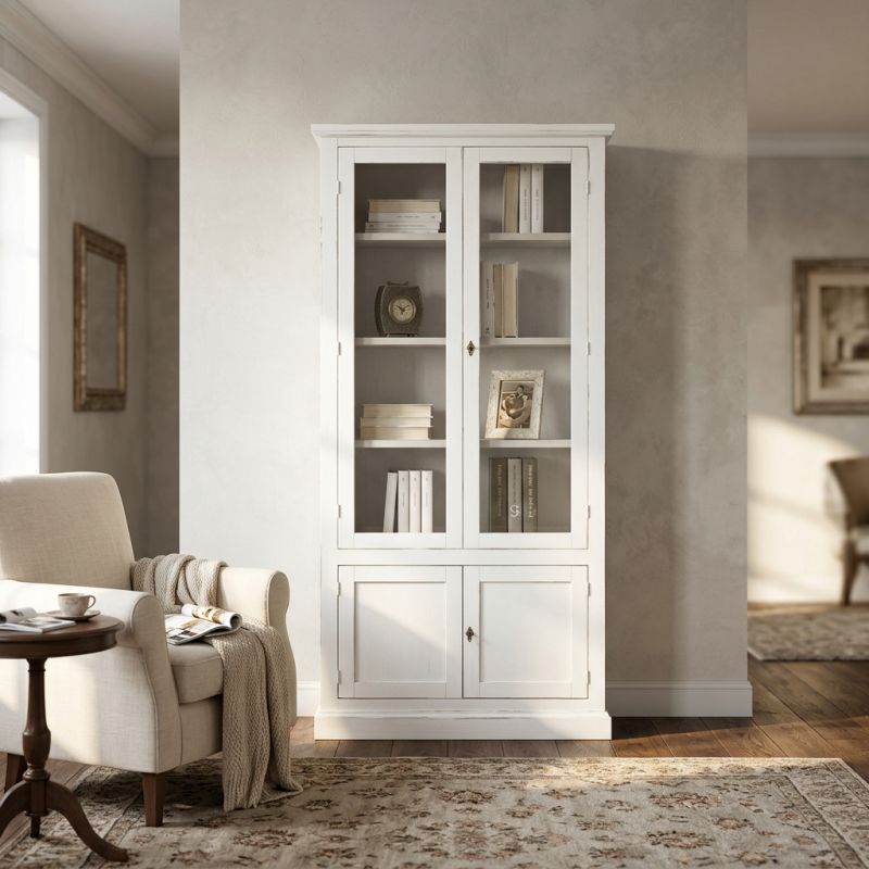 JULIET - mobile con vetrina in legno massello cm 90 x 41 x 186 h