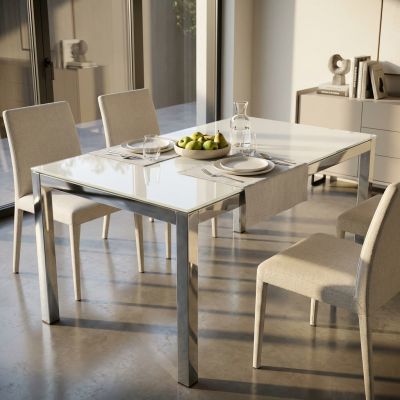 NELSON - tavolo da pranzo moderno allungabile in vetro