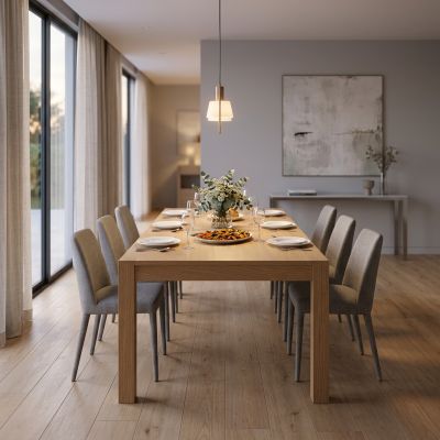 RAYMOND - tavolo da pranzo moderno allungabile in rovere naturale